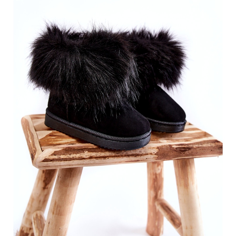 Children's snow boots with fur, black 3