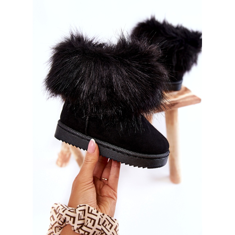 Children's snow boots with fur, black 1