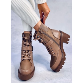Lace-up high-heeled boots Brooks Khaki brown 1