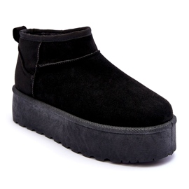 Women's suede snow boots black 1