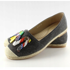 Espadrilles with colorful H8-58 Black beads 1