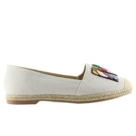 Espadrilles with colorful H8-58 White beads 1