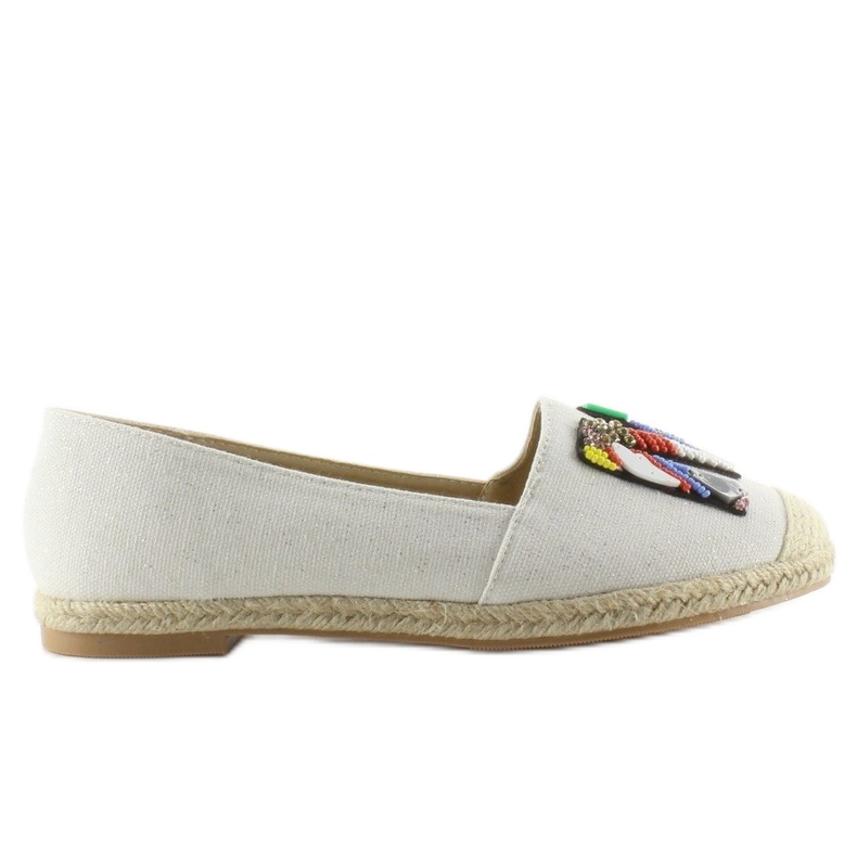 Espadrilles with colorful H8-58 White beads 1