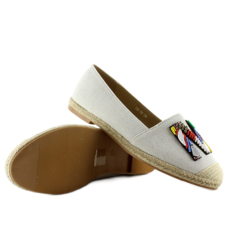 Espadrilles with colorful H8-58 White beads 2