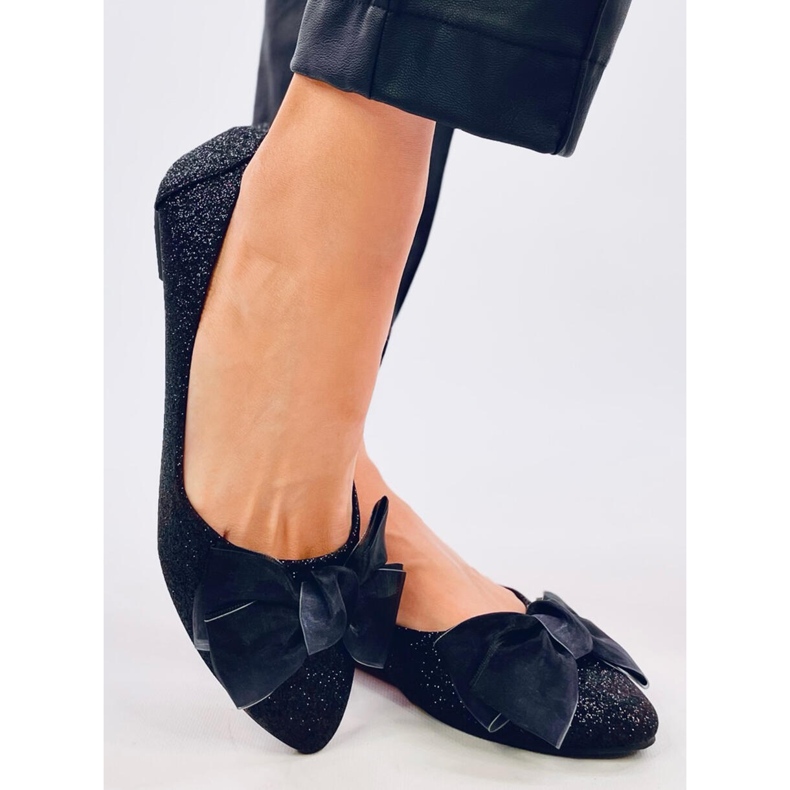 Elegant Betzi Black glitter ballerinas 1