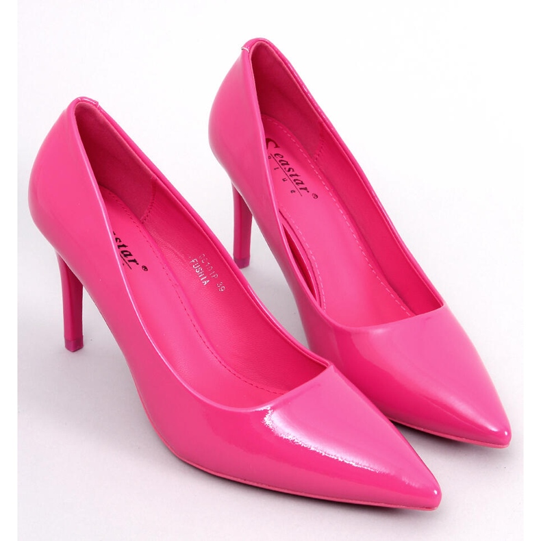 Charlotte Fuchsia lacquered stiletto pumps pink 1