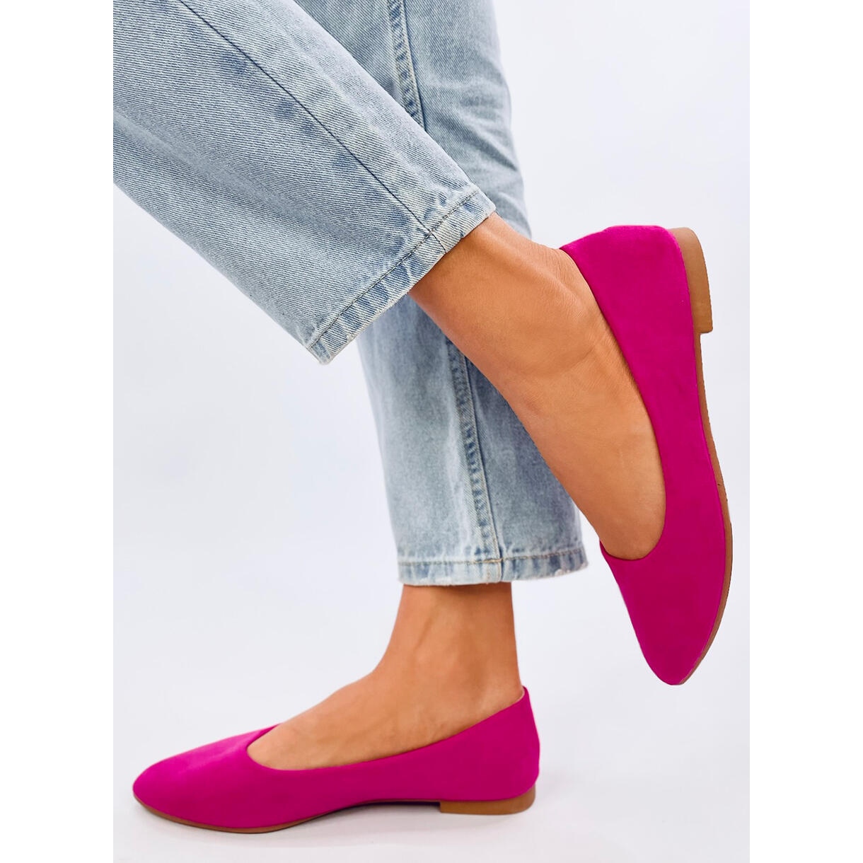 Keys Fuchsia leather insole ballet flats pink