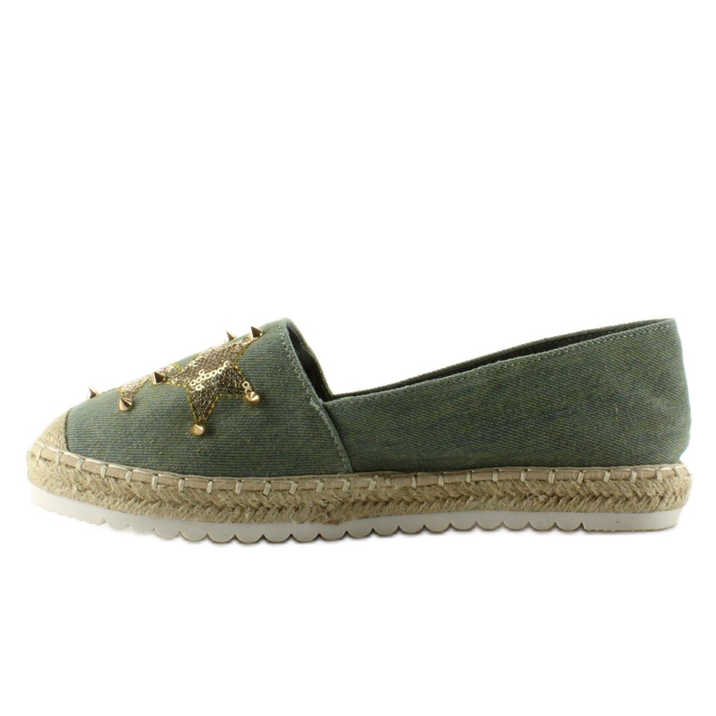 Canvas espadrilles with CV-353 Green studs 1