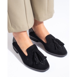 Openwork black suede Daszyński moccasins 1