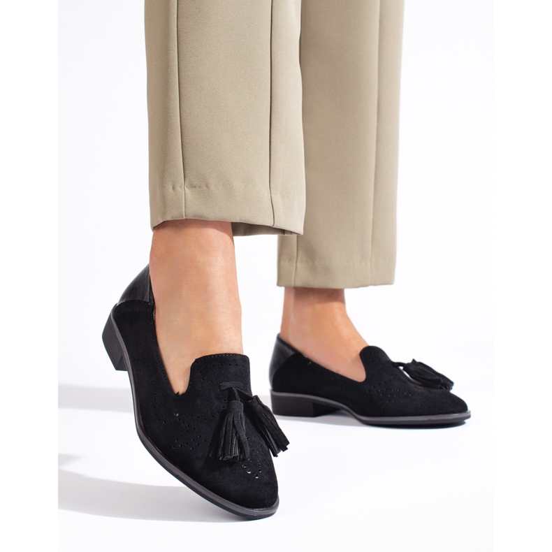 Openwork black suede Daszyński moccasins 2