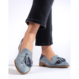 Openwork gray suede moccasins by Daszyński grey 1