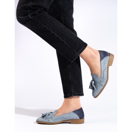 Openwork gray suede moccasins by Daszyński grey 2