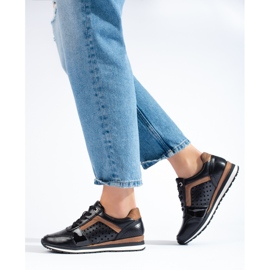 Daszyński black openwork women's sneakers 1
