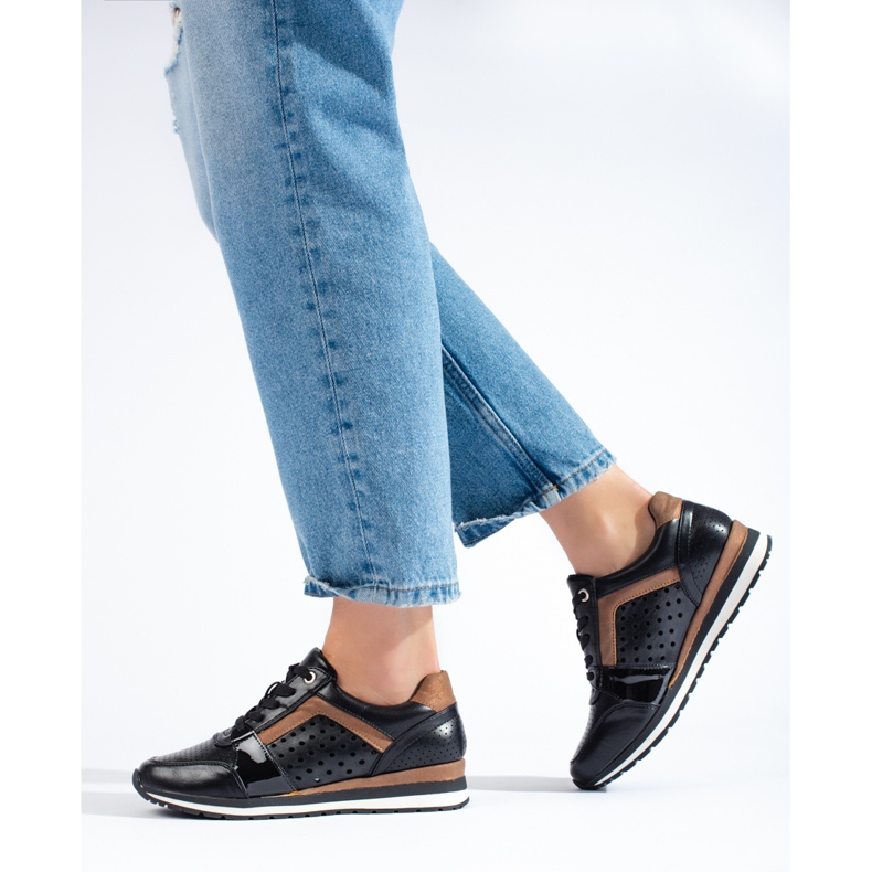 Daszyński black openwork women's sneakers 1