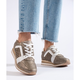 Daszyński gold openwork women's sneakers golden 1