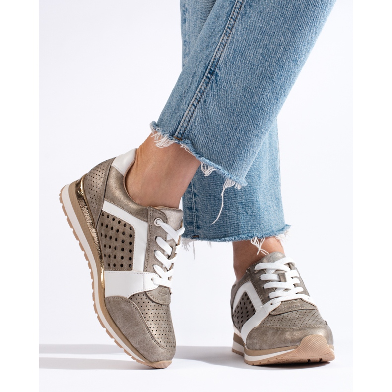 Daszyński gold openwork women's sneakers golden 2