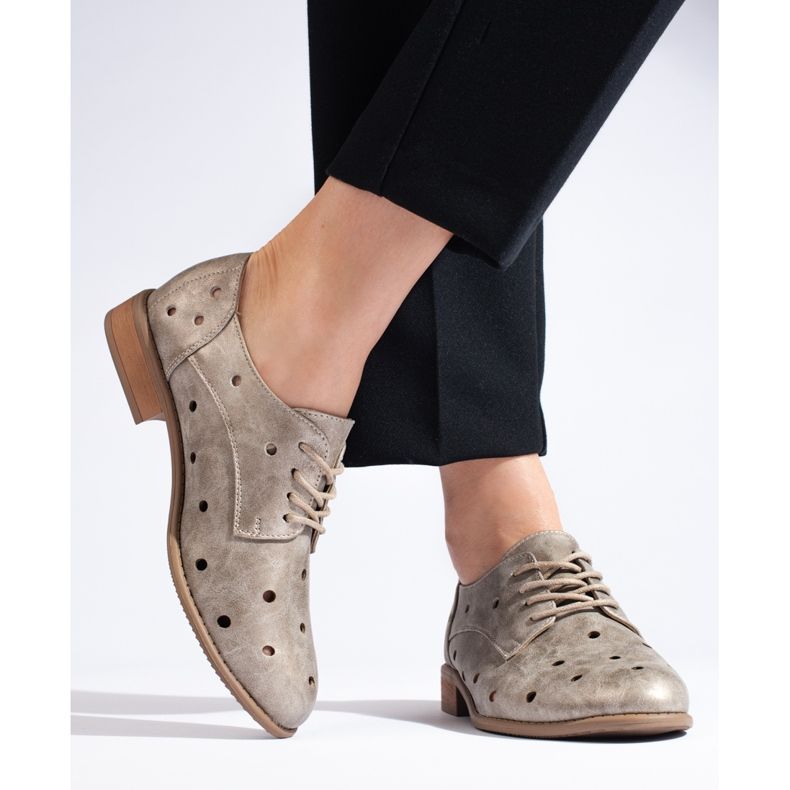 Daszyński gold openwork women's shoes golden 1