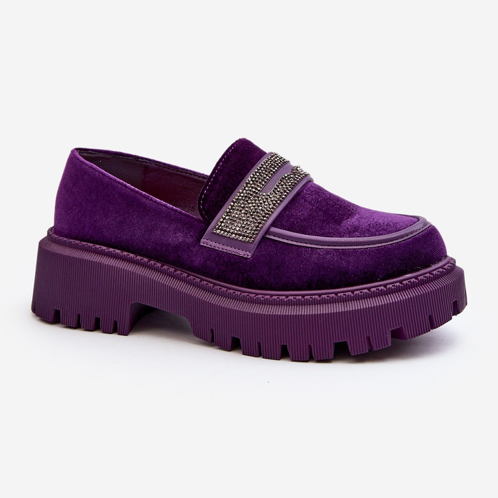 Women's Velor Moccasins With Decoration, Purple Wendreda 2