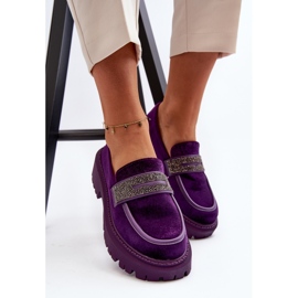 Women's Velor Moccasins With Decoration, Purple Wendreda 1