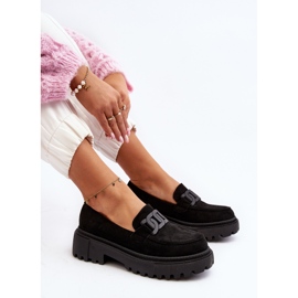 Women's Moccasins With Chain Black Mevre 2
