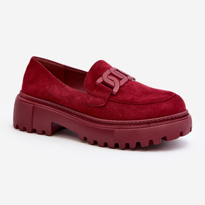 Women's Moccasins With a Chain, Burgundy Mevre red 2