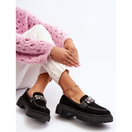 Women's Moccasins With a Decorative Strap Black Nancille 1