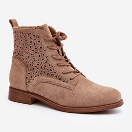 S.barski HY66-136 Women's Ankle Boots with a Pattern, Beige 2