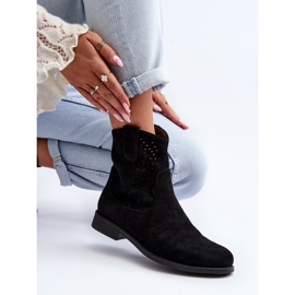 S.barski HY66-135 Women's Openwork Boots On Flat Heels Black 2