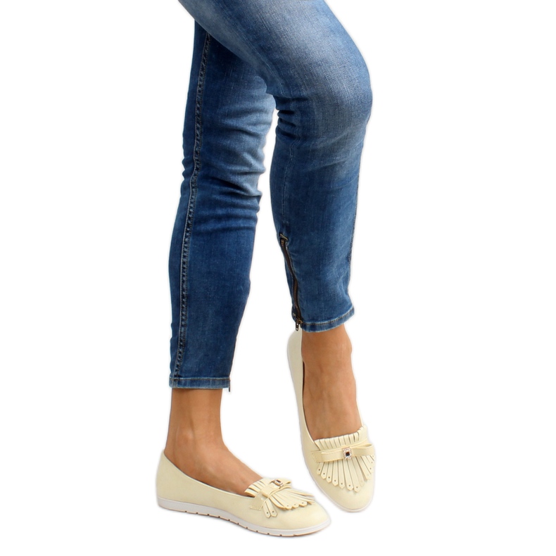 Pastel loafers with yellow fringes 1