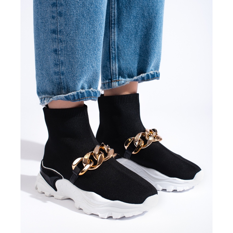TRENDI Slip-on Sneakers With Chain black 2