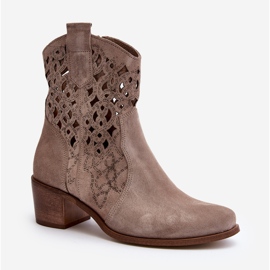 Zazoo 3394 Women's Openwork Cappucino High Heel Boots beige 2