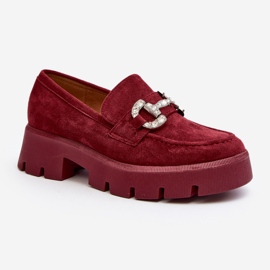 Women's Moccasins With Decoration, Burgundy Ellise red 2