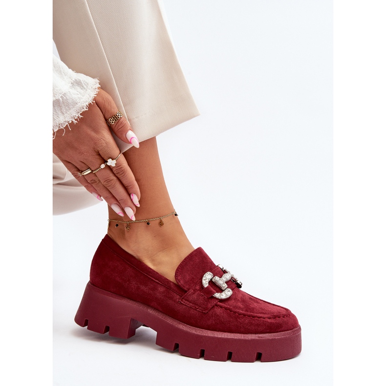 Women's Moccasins With Decoration, Burgundy Ellise red 1