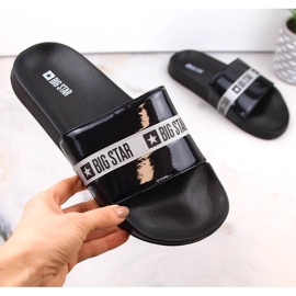 Women's black patent flip-flops Big Star GG274A007 1