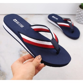 Women's navy blue wedge flip-flops Big Star LL274779 1