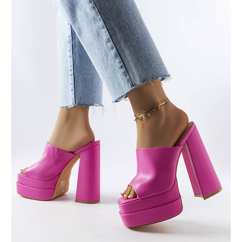 Pink high heel slides from Mertzon 1