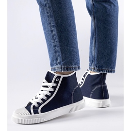 Navy blue high-top sneakers from Pozzuolo 1