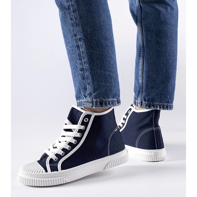 Navy blue high-top sneakers from Pozzuolo 1