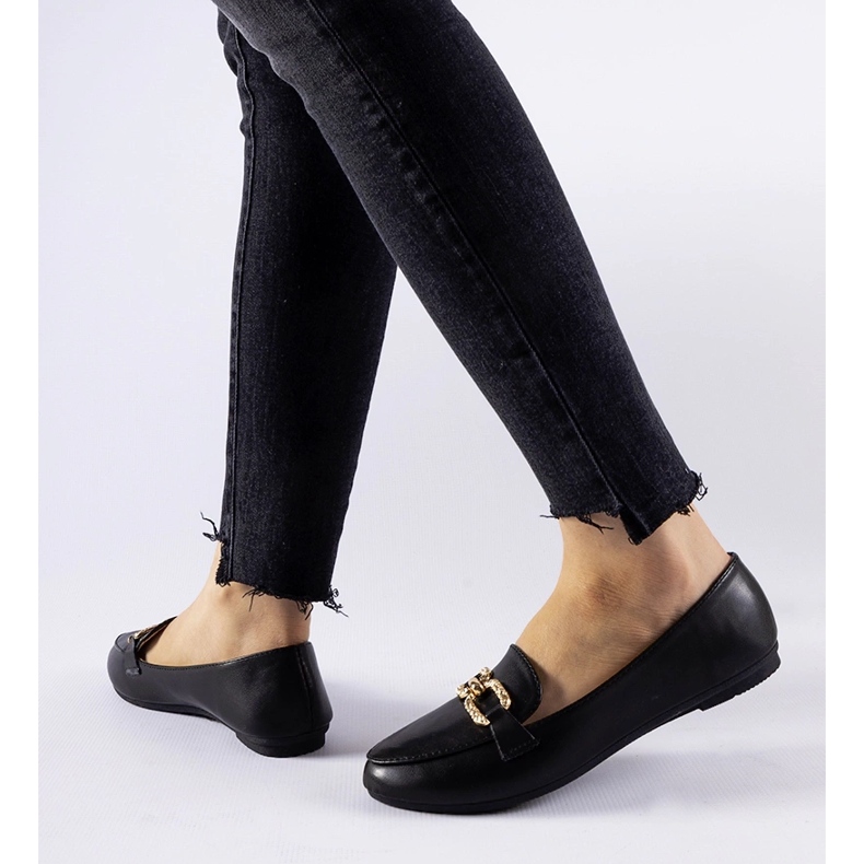 Black moccasins with a Sovera buckle 1