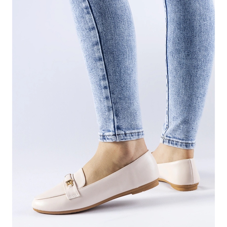 Beige moccasins with a Velino buckle 1