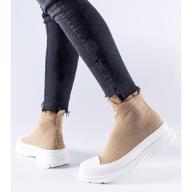 Brown sneakers with an elastic upper from Gadbois 1