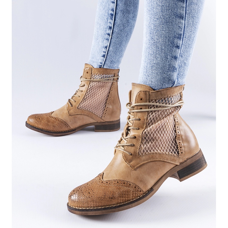 Brown openwork flat boots from Reeves 1