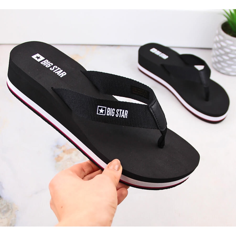 Women's black wedge flip-flops Big Star JJ274A332 1 Women's black wedge flip-flops Big Star JJ274A332 1