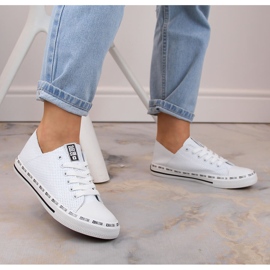 Low eco leather openwork sneakers, white Big Star FF274024 1