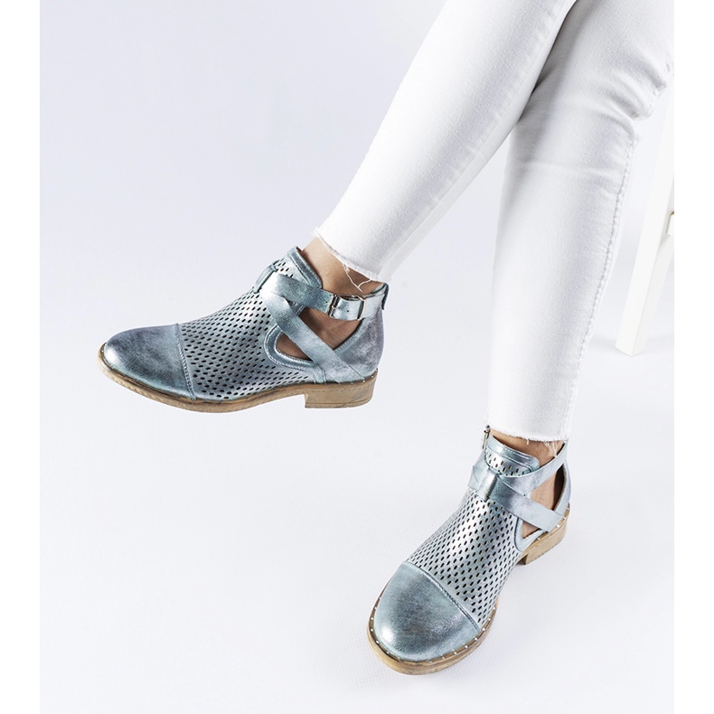 Green, openwork, high-cut Kooter boots 1