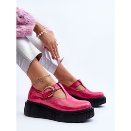 Zazoo 20102 Fashionable Patent Shoes on a Massive Fuchsia Platform pink 1