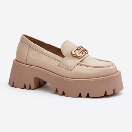 Zazoo 20164 Women's Loafers Made of Natural Leather, Beige 1