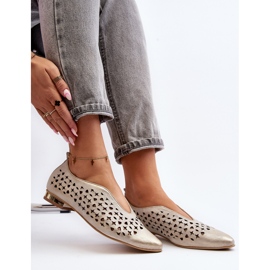 Zazoo 2883 Openwork Ballerina Shoes Made of Natural Leather, Gold golden 1 Zazoo 2883 Openwork Ballerina Shoes Made of Natural Leather, Gold golden 1