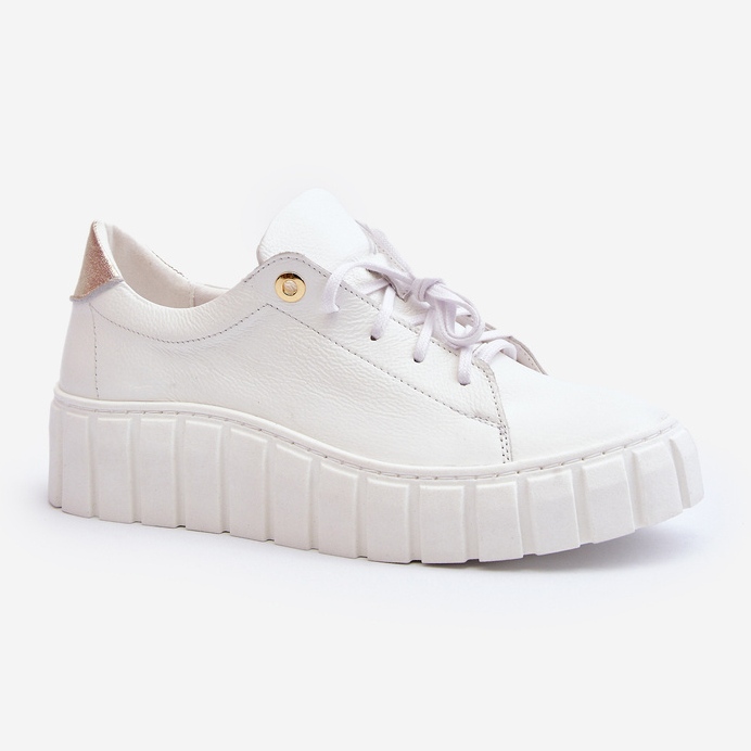 Zazoo 2919 Women's Leather Shoes With a Thick Sole, White 1