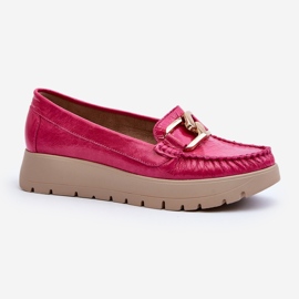 Zazoo 10141 Leather Moccasins On The Platform With Fuchsia Decoration pink 1
